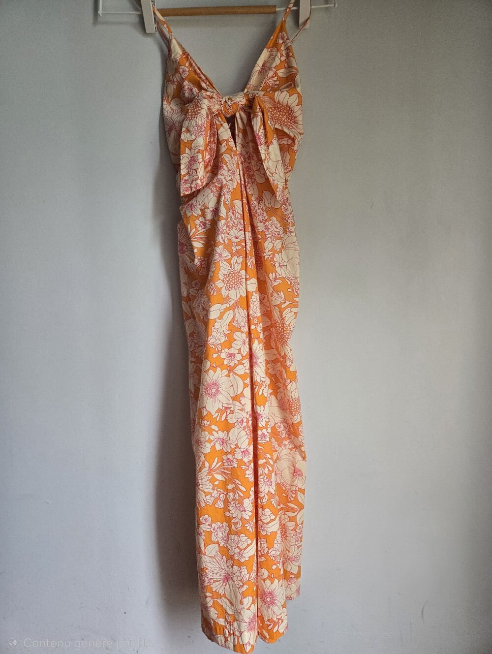 J. CREW Orange Floral Maxi Cotton Dress with Bow Front